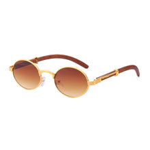 Load image into Gallery viewer, Retro Wood-like Sunglasses Small Round Frame