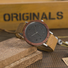 Load image into Gallery viewer, BOBO BIRD wood table handmade bamboo wood leather belt original Japanese movement men's watch