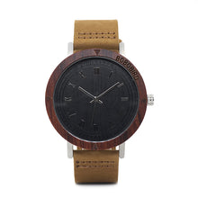 Load image into Gallery viewer, BOBO BIRD wood table handmade bamboo wood leather belt original Japanese movement men's watch