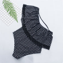 Load image into Gallery viewer, Sexy ruffled shoulder polka dot one-piece triangle swimsuit