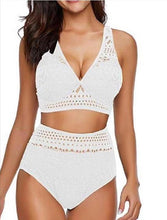 Load image into Gallery viewer, One-piece high waist cutout lace bikini