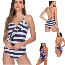Load image into Gallery viewer, Striped one-piece bikini