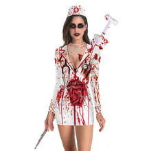 Load image into Gallery viewer, Halloween nurse slim long sleeve dress