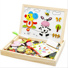 Load image into Gallery viewer, Wooden Magnetic Puzzle Toys Children 3D Puzzle Box Figure Animals Circus Writing Drawing Board Learning Education Toys For Kids