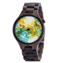 Load image into Gallery viewer, Wooden Watch Young Men's Ethnic Style And Landscape Painting Wooden Quartz Watch