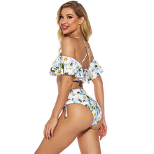 Load image into Gallery viewer, New One-Shoulder Ruffled Lace-Up High-Waist Printed Split Swimsuit