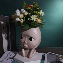 Load image into Gallery viewer, Girls Face Head Flower Planter Succulent Plant Flower Container Pot Flowerpot Garden Decor Nordic Tabletop Ornament