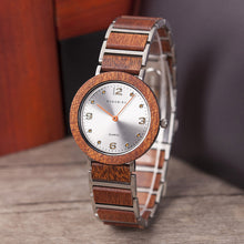 Load image into Gallery viewer, Quartz Wood Watch Waterproof Stainless Steel Casual Watch