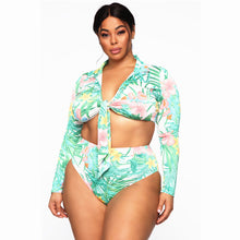 Load image into Gallery viewer, Singularity 2021 New Bikini European and American Large Size Swimsuit Long Sleeve High Waist Fat Lady Amazon Swimsuit