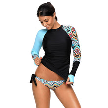 Load image into Gallery viewer, High Neck Long Sleeve Printed Swimsuit