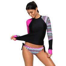 Load image into Gallery viewer, High Neck Long Sleeve Printed Swimsuit