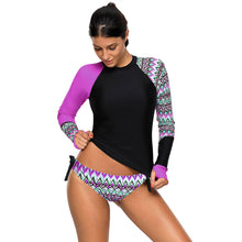 Load image into Gallery viewer, High Neck Long Sleeve Printed Swimsuit