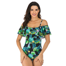 Load image into Gallery viewer, Amazon Wholesale European And American Sling Print Swimwear, Various Ways To Wear Hollow Triangle Ruffled One-Piece Swimsuit Ladies