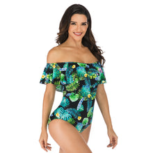 Load image into Gallery viewer, Amazon Wholesale European And American Sling Print Swimwear, Various Ways To Wear Hollow Triangle Ruffled One-Piece Swimsuit Ladies