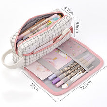 Load image into Gallery viewer, Pencil Case Junior High School Girl Heart Simple Large-Capacity Multi-Purpose Pen Curtain Primary School Students Canvas Pencil Case Stationery Bag