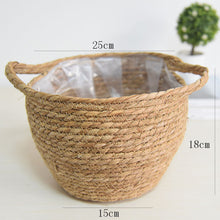 Load image into Gallery viewer, Hand-Woven Straw Basket Flower Pot