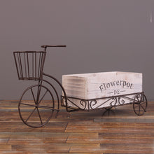 Load image into Gallery viewer, European Wrought Iron Tricycle Wooden Flower Pot Simple Plant Pots Living Room Desktop Decor Crafts Home Decoration Accessories