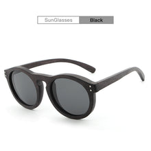 Load image into Gallery viewer, Round Wooden Sunglasses With Polarized Rivets
