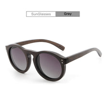Load image into Gallery viewer, Round Wooden Sunglasses With Polarized Rivets
