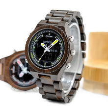 Load image into Gallery viewer, Full Wood Watch Quartz Watch Dual Movement Multi-function LED Watch