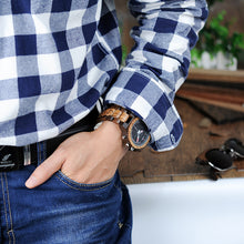 Load image into Gallery viewer, Full Wood Watch Quartz Watch Dual Movement Multi-function LED Watch