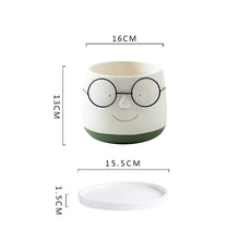 Load image into Gallery viewer, Nordic Style Glass Vase, Cement Flower Pot With Tray, Cute Personality, Green Radish