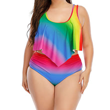 Load image into Gallery viewer, Plus Size Women's Split Rainbow Swimsuit
