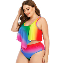 Load image into Gallery viewer, Plus Size Women's Split Rainbow Swimsuit