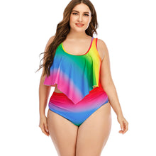 Load image into Gallery viewer, Plus Size Women's Split Rainbow Swimsuit