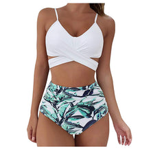 Load image into Gallery viewer, Cross Strap High Waist Printed Split Ladies Bikini