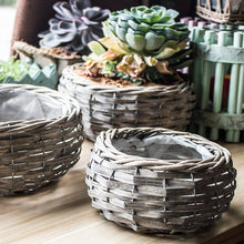 Load image into Gallery viewer, Hand woven wicker rattan flower basket flower pot fleshy flower