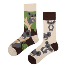 Load image into Gallery viewer, Asymmetrical Color Retro Personality Male And Female Couple Mid-length Cotton Socks