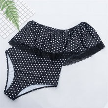 Load image into Gallery viewer, Sexy ruffled shoulder polka dot one-piece triangle swimsuit