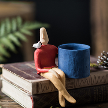 Load image into Gallery viewer, Cartoon Character Ceramic Flower Pot Succulents Abstract Human Face Flower Pot Home Desktop Vase Micro Landscape Decoration