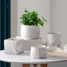 Load image into Gallery viewer, Flower Pot Ceramic Set Marble Pattern Creative Personality European Green Plants