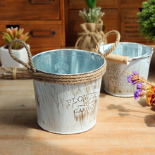 Load image into Gallery viewer, Retro Iron Flower Bucket Dry Flower Vase Decoration Flower Pot