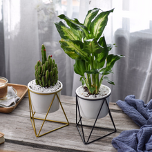 Load image into Gallery viewer, Green Plant Ceramic Iron Frame Flower Pot