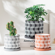 Load image into Gallery viewer, Cement Flower Pot Retro Style Plant Succulent Round With Tray