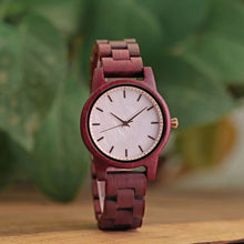 Load image into Gallery viewer, Ladies New Wooden Watch, Shell Face Casual Wooden Quartz Watch, Violet Wood Watch