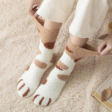 Load image into Gallery viewer, Women's Coral Fleece Cat Paw Pattern Kawaii Thick Warm Socks