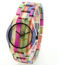 Load image into Gallery viewer, Colored Bamboo Wood Carving Couple Watch