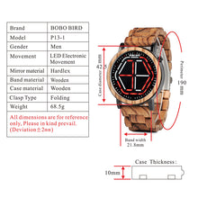 Load image into Gallery viewer, Bamboo LED Display Night Vision Digital Watch