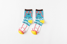 Load image into Gallery viewer, Vertical polka dot wavy flamingo cotton tube stockings