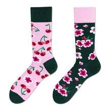 Load image into Gallery viewer, Asymmetrical Color Retro Personality Male And Female Couple Mid-length Cotton Socks