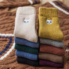 Load image into Gallery viewer, Ms. cat embroidery in stockings thickening terry socks in Japanese warm wool socks
