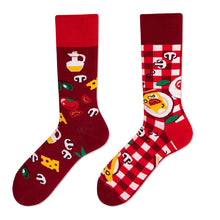 Load image into Gallery viewer, Asymmetrical Color Retro Personality Male And Female Couple Mid-length Cotton Socks