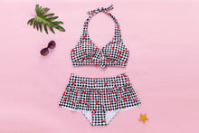 Load image into Gallery viewer, Plaid printed split bikini