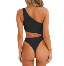 Load image into Gallery viewer, New hollow irregular waist single shoulder solid color wrapped chest bikini one-piece swimsuit female