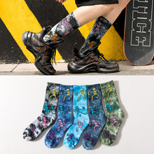 Load image into Gallery viewer, Trendy Tie-Dye Stockings Skull Skateboard Socks