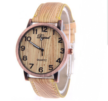 Load image into Gallery viewer, Leather Wood Bracelet Watch